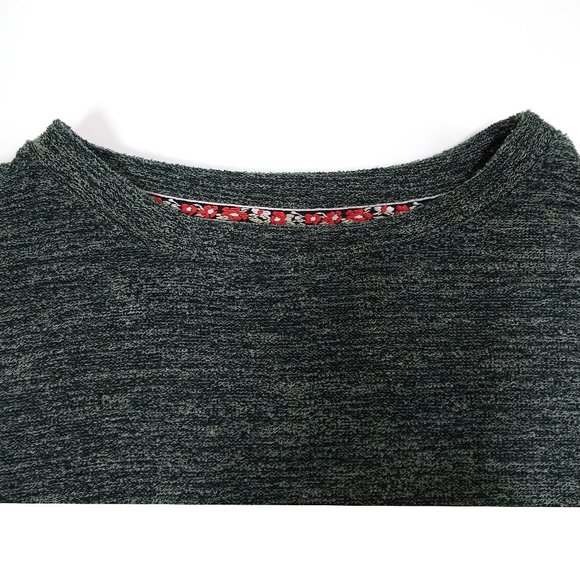 KNOX ROSE Fringed SWEATER Heathered Green French Terry: Oversized XS or Reg M - Picture 10 of 12